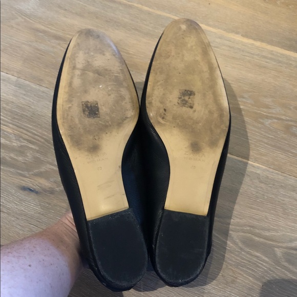 Zara Black Leather Loafers with Silver Detail - Picture 6 of 6